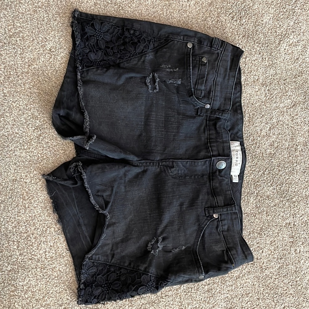 Cute black shorts from torrid with lace embellished sides